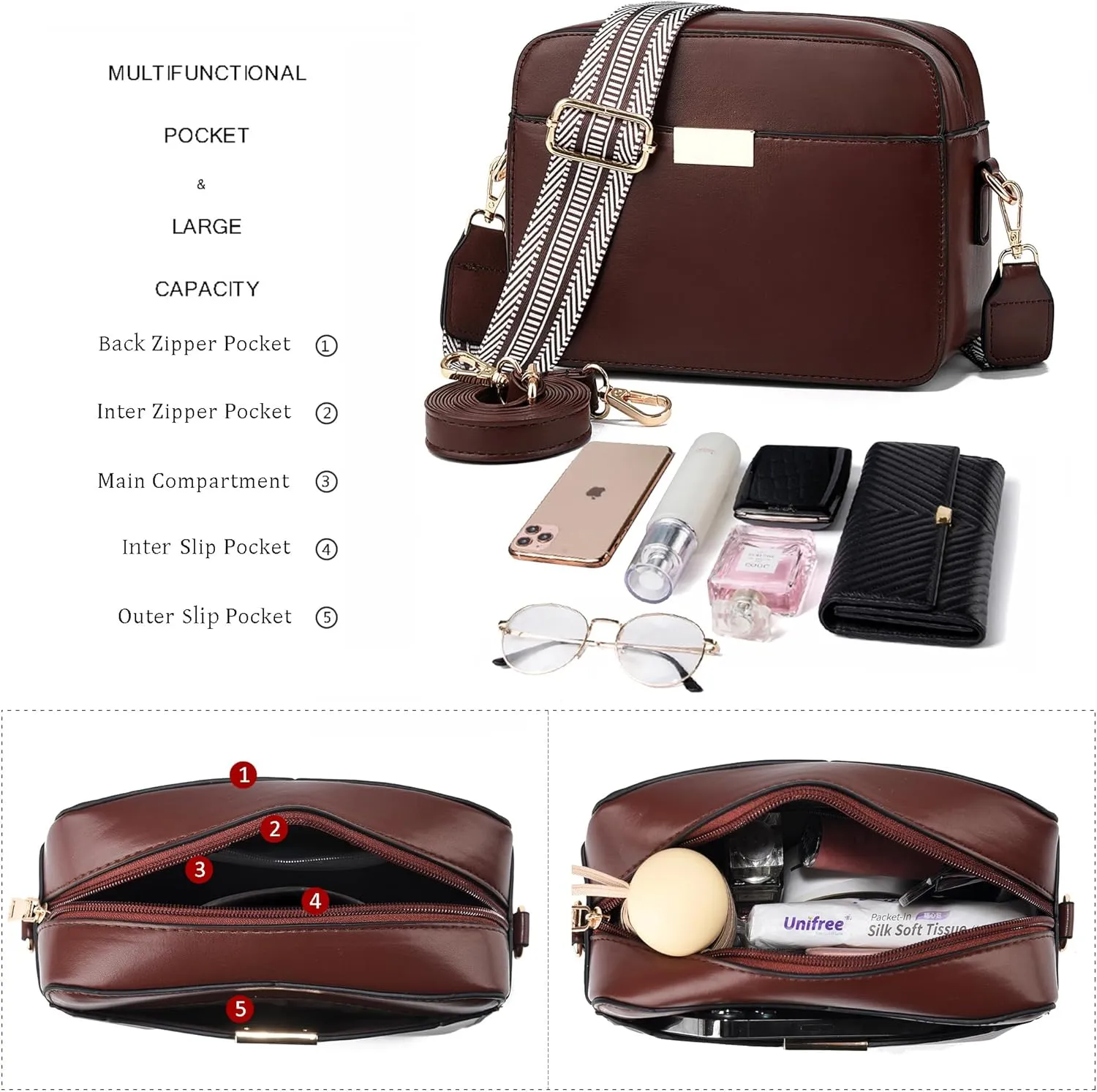 Small Crossbody Bags for Women Vegan Leather Purses Women's Shoulder Handbags Wallet Satchel Cross Body Purse