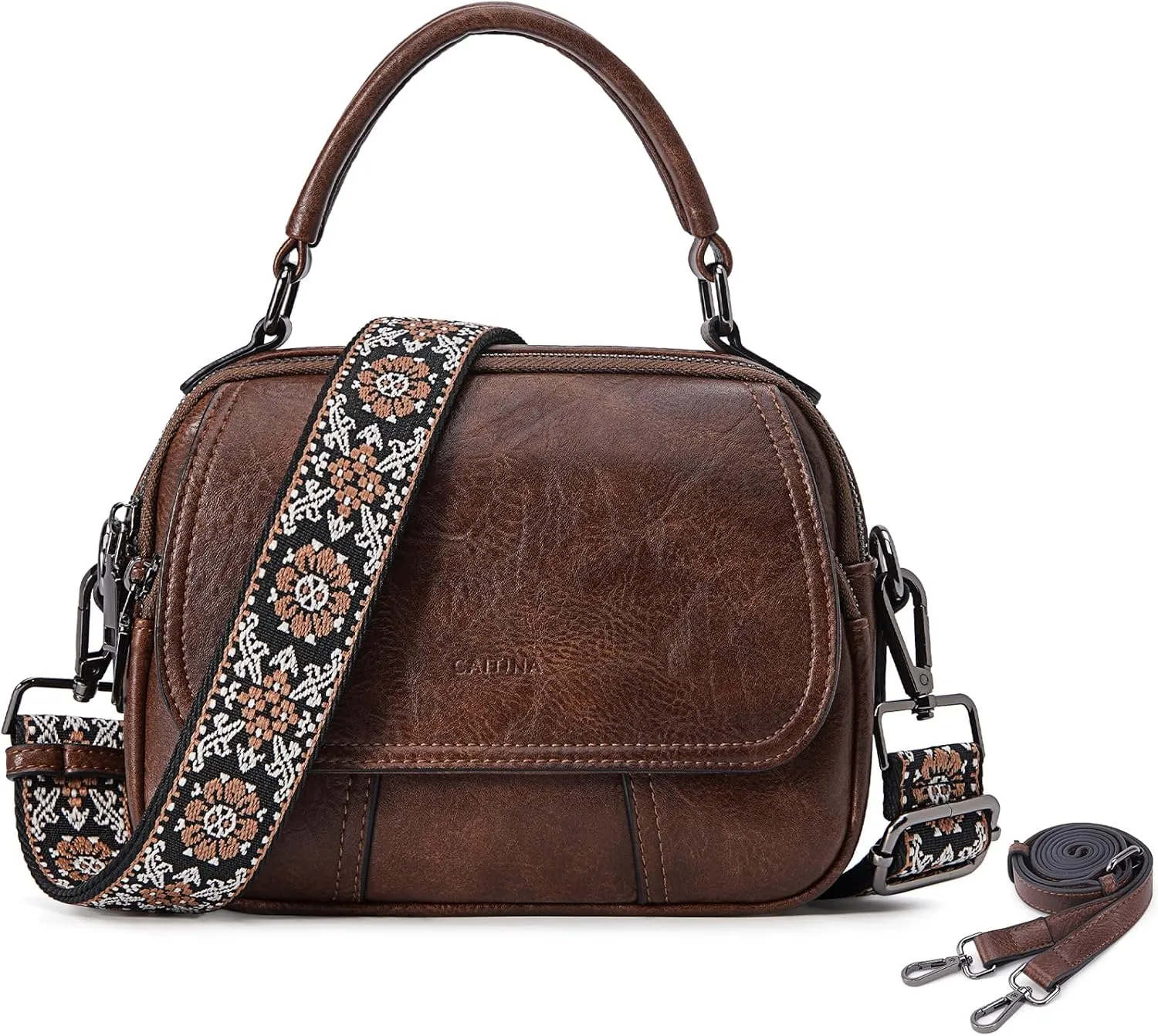 Small Crossbody Bags Purse for Women,Vegan Leather Shoulder Handbags Women Top Handle Satchel Bag with 2pcs Strap