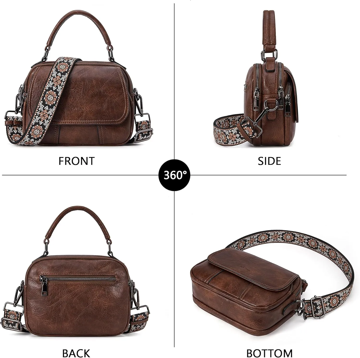Small Crossbody Bags Purse for Women,Vegan Leather Shoulder Handbags Women Top Handle Satchel Bag with 2pcs Strap