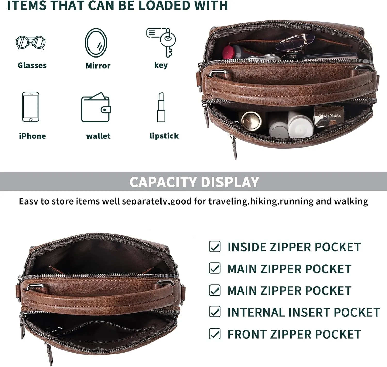 Small Crossbody Bags Purse for Women,Vegan Leather Shoulder Handbags Women Top Handle Satchel Bag with 2pcs Strap
