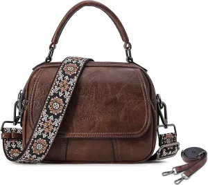 Small Crossbody Bags Purse for Women,Vegan Leather Shoulder Handbags Women Top Handle Satchel Bag with 2pcs Strap