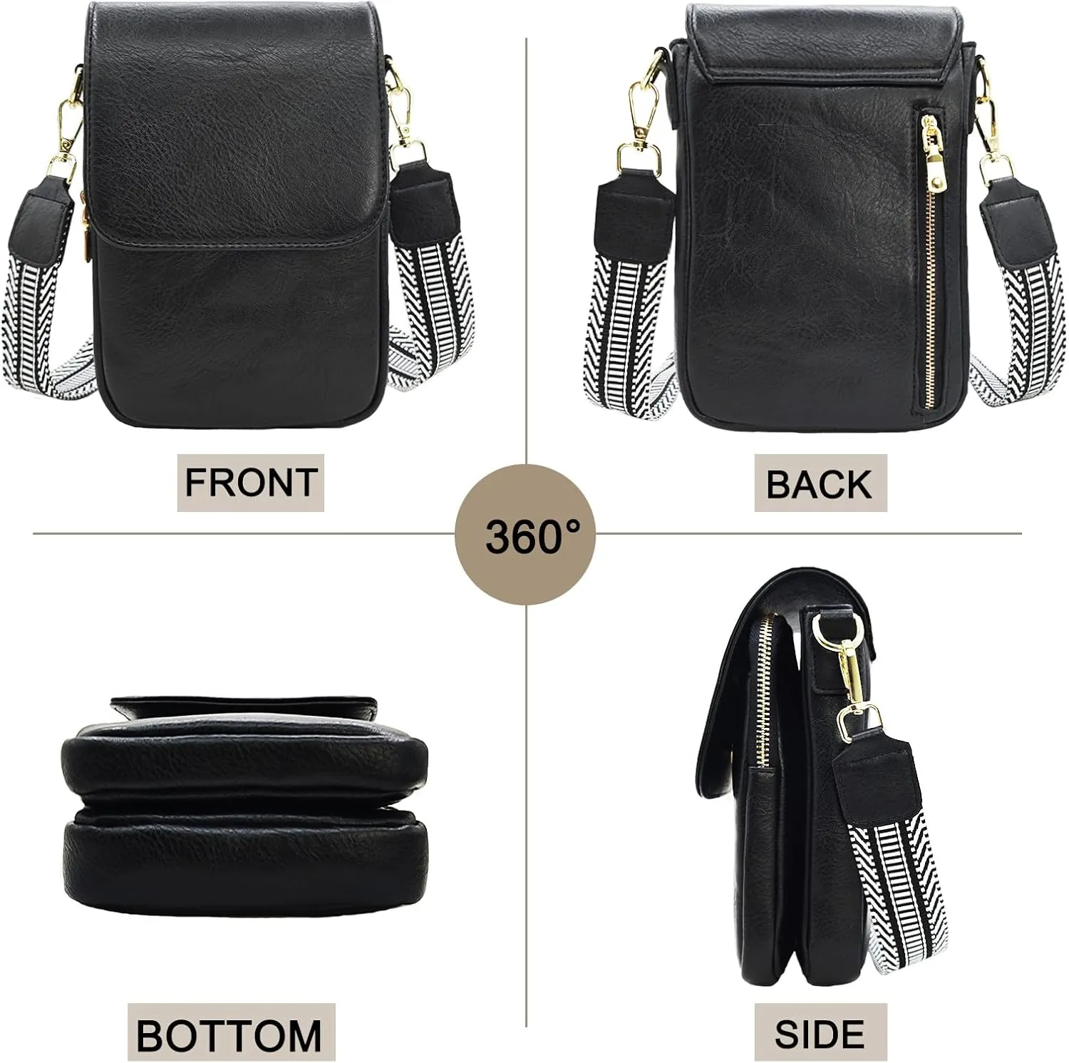 Small Crossbody Purse for Women Trendy Vegan Leather Cell Phone Bags with Card Slots & Adjustable Straps
