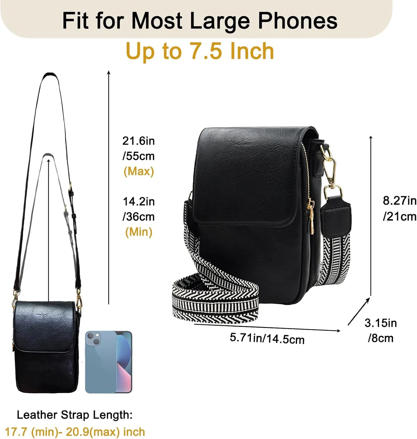 Small Crossbody Purse for Women Trendy Vegan Leather Cell Phone Bags with Card Slots & Adjustable Straps