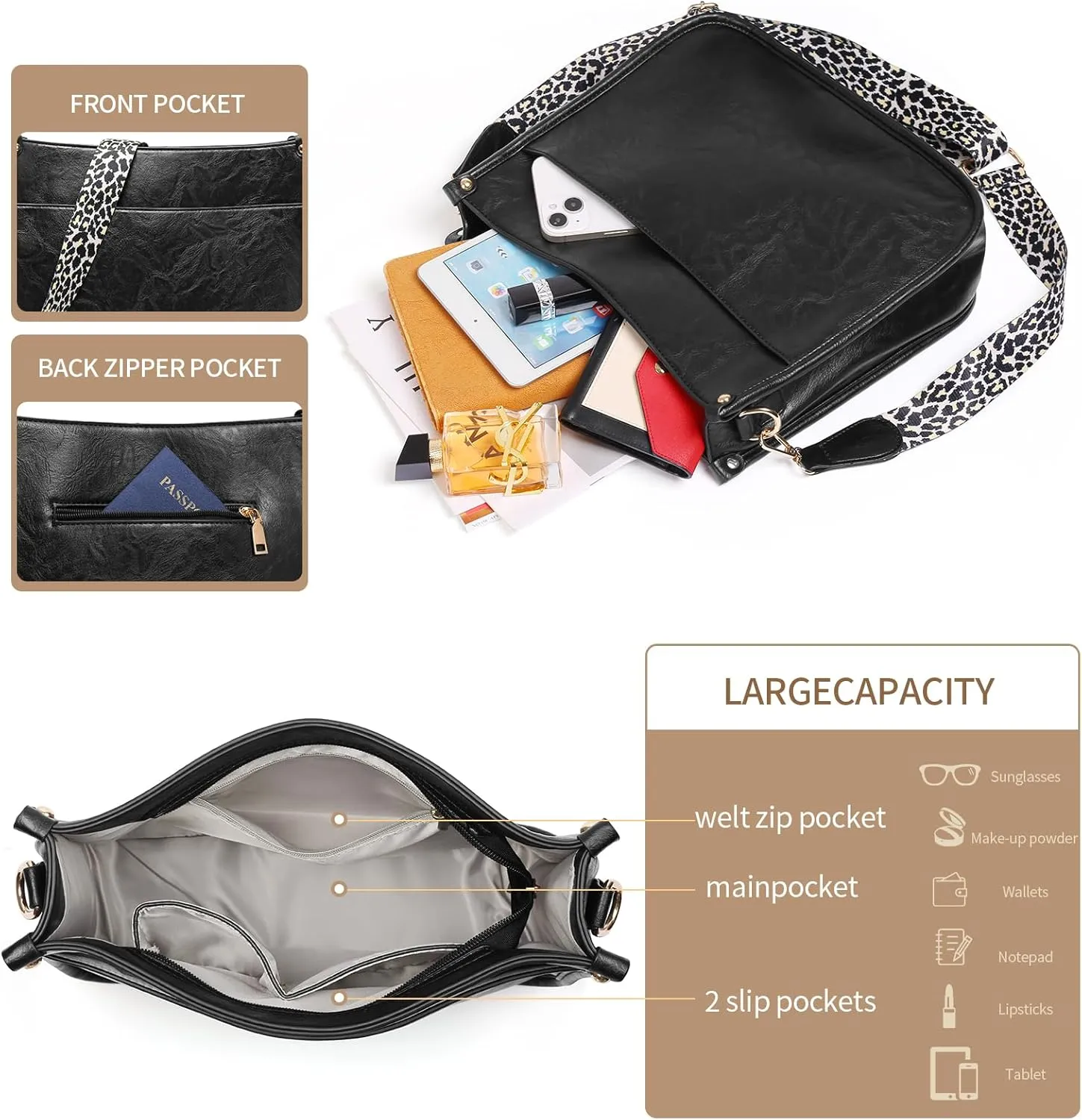 Small Crossbody Purse Leather Crossbody Bags for Women Fashion Handbag Cell Phone Crossover Shoulder Bag for Women
