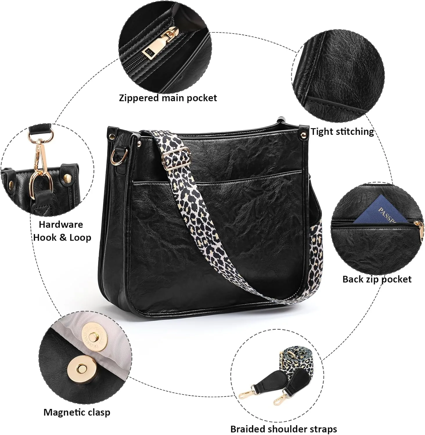 Small Crossbody Purse Leather Crossbody Bags for Women Fashion Handbag Cell Phone Crossover Shoulder Bag for Women