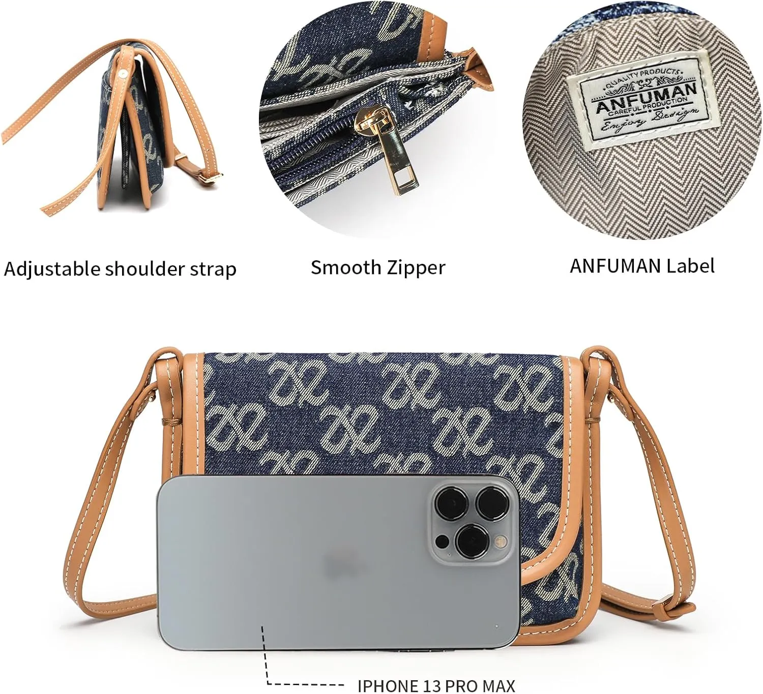 Small Jean Demi Purse Denim Crossbody Bags for Women Denim Handbag Cross Body Shoulder Bags Design for Woman