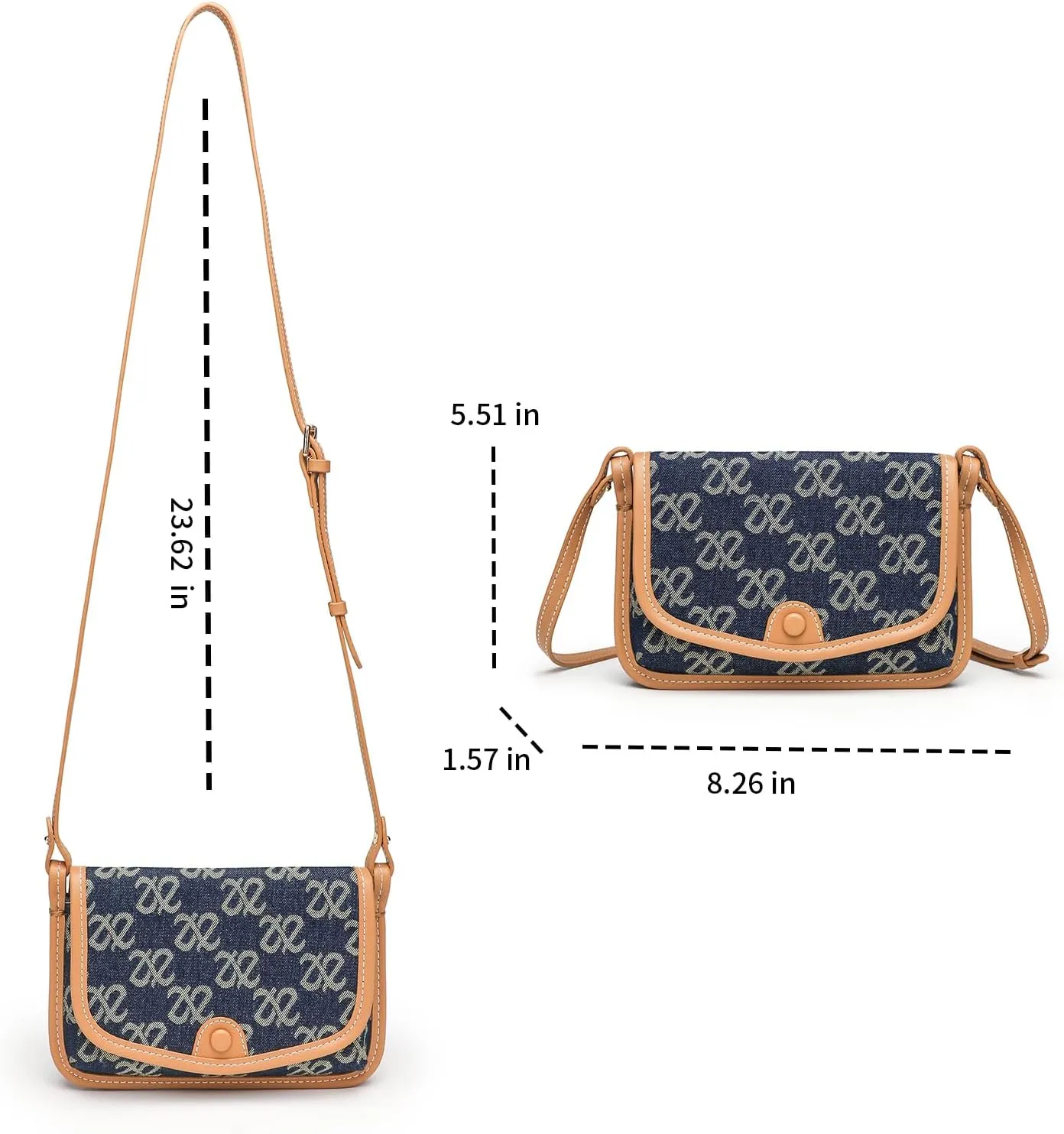 Small Jean Demi Purse Denim Crossbody Bags for Women Denim Handbag Cross Body Shoulder Bags Design for Woman