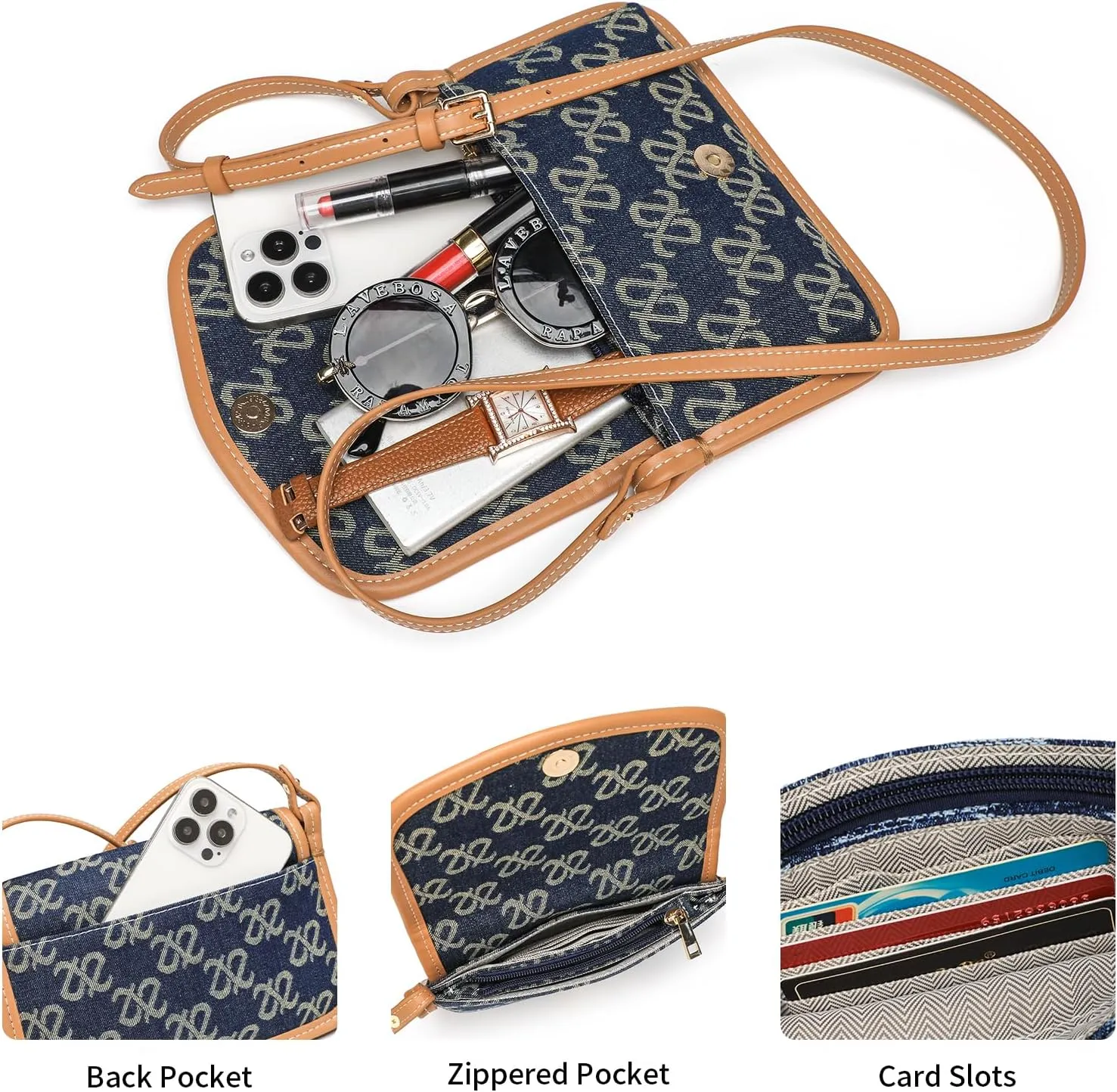 Small Jean Demi Purse Denim Crossbody Bags for Women Denim Handbag Cross Body Shoulder Bags Design for Woman