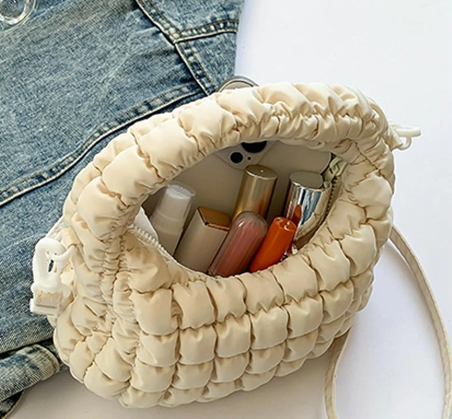 Small Puffer Quilted Shoulder Purse Women 2025 Crossbody Bag Bubble Mini Tote Bag Nylon Handbag Pad Soft Handbag