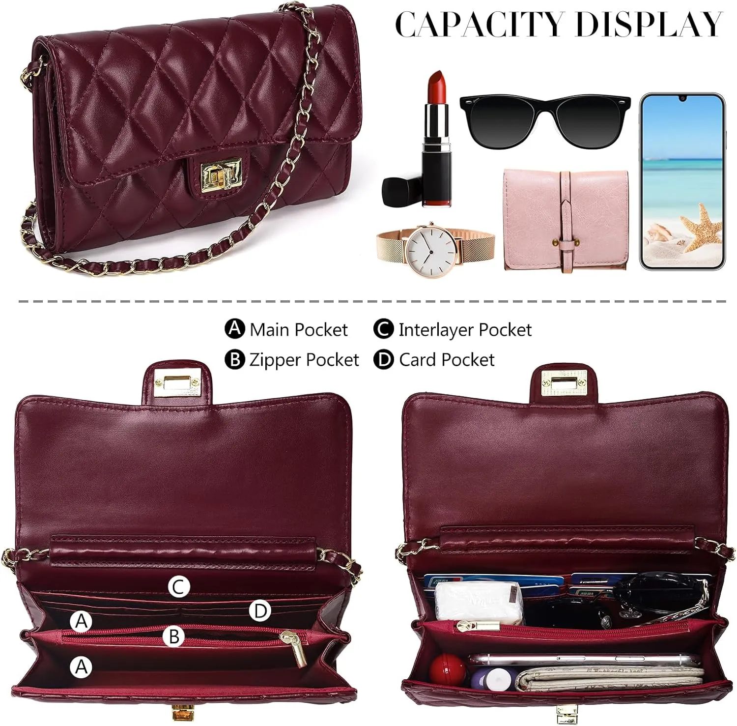 Small Quilted Crossbody Bags for Women Trendy Ladies Shoulder Bag Satchel HandBag Mini Purse Women