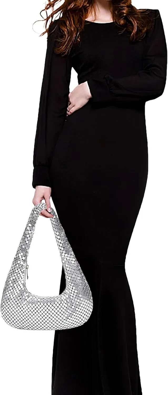 Small Sequin Purses for Women Evening Handbag Shining Dinner Party Bag Hobo Underarm Bag