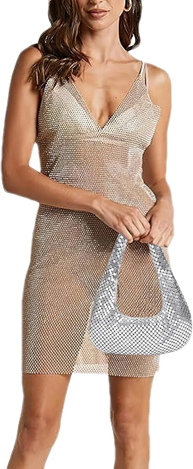 Small Sequin Purses for Women Evening Handbag Shining Dinner Party Bag Hobo Underarm Bag