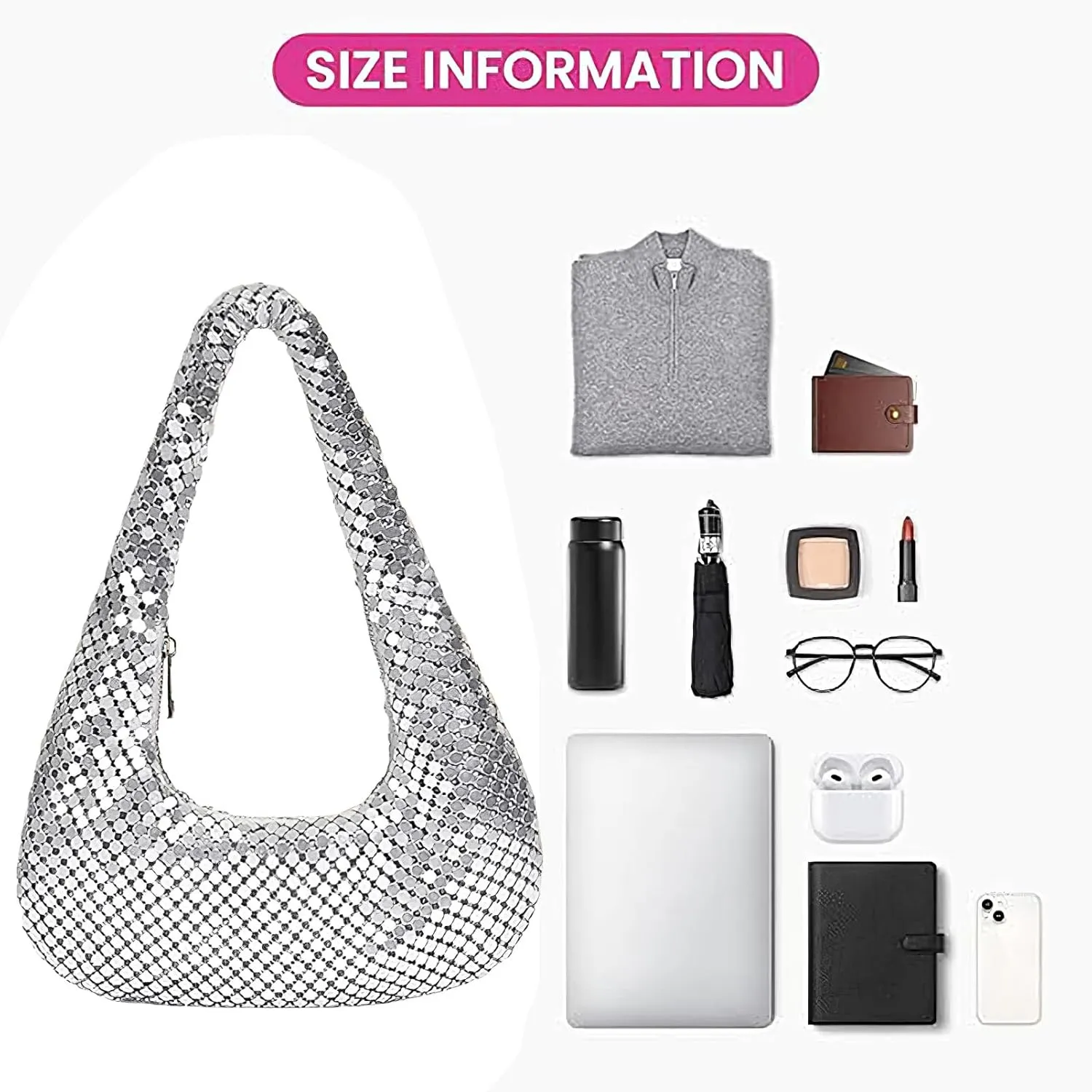 Small Sequin Purses for Women Evening Handbag Shining Dinner Party Bag Hobo Underarm Bag