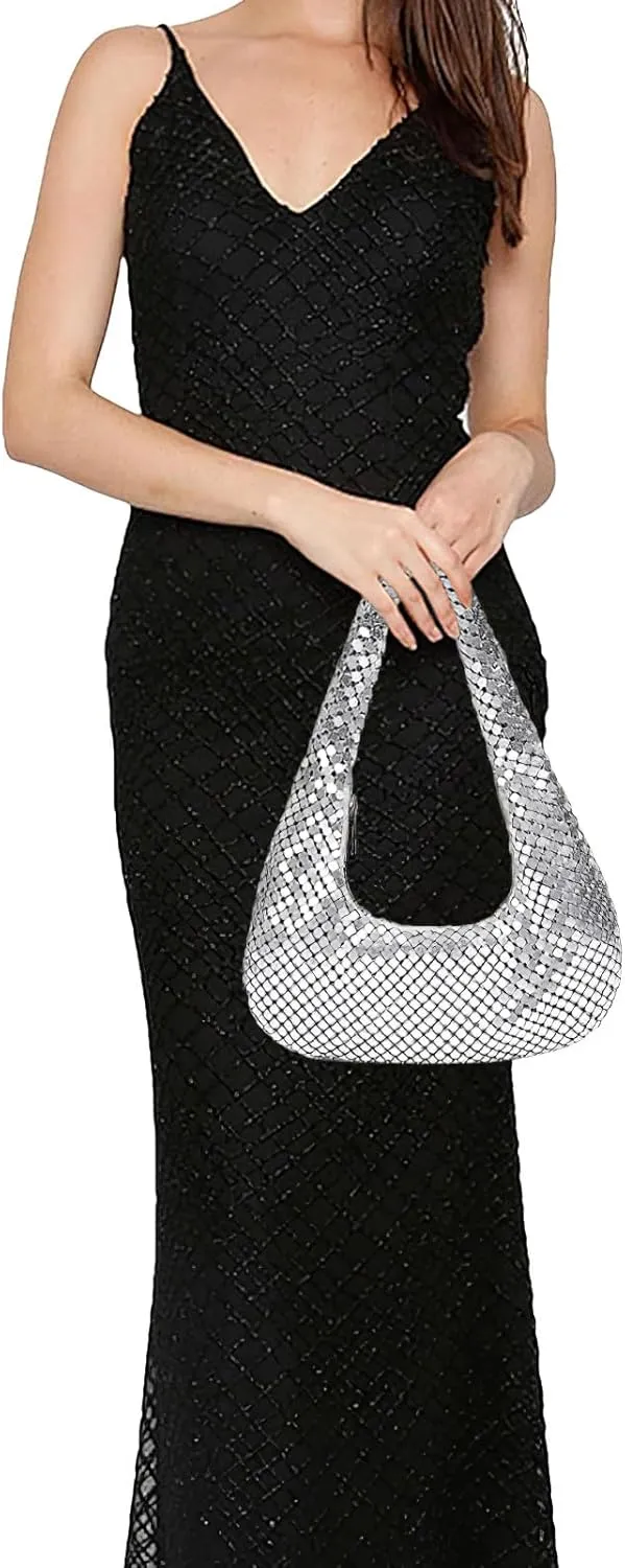 Small Sequin Purses for Women Evening Handbag Shining Dinner Party Bag Hobo Underarm Bag
