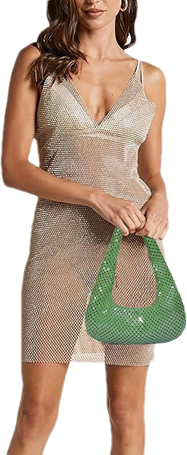 Small Sequin Purses for Women Evening Handbag Shining Dinner Party Bag Hobo Underarm Bag