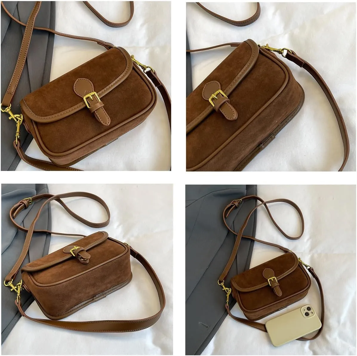 Small Suede Bags for Women Crossbody Handbags Tote Slouchy Purses Shoulder Handbag Carryall Bag 2024 Fall Purse