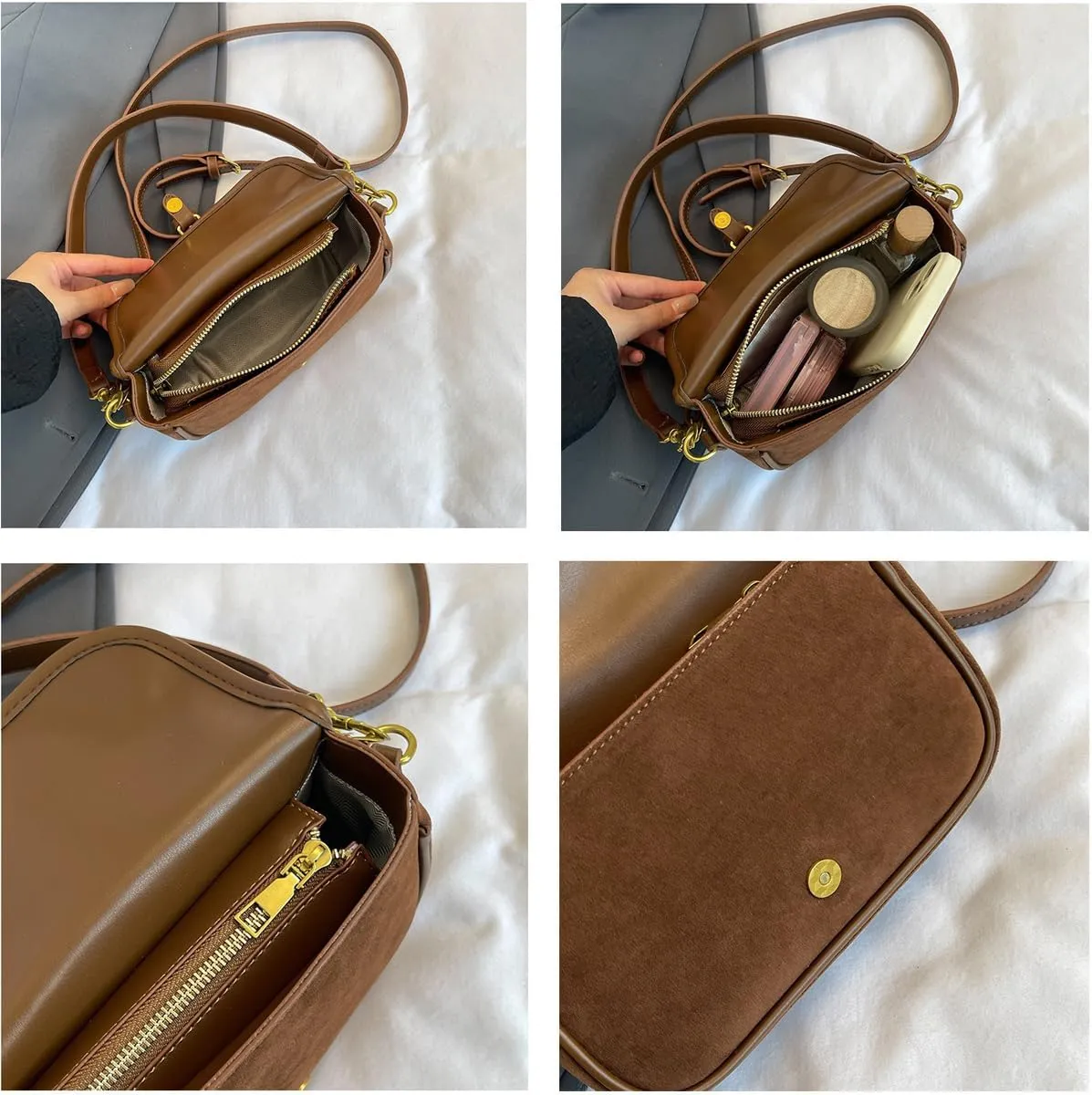 Small Suede Bags for Women Crossbody Handbags Tote Slouchy Purses Shoulder Handbag Carryall Bag 2024 Fall Purse
