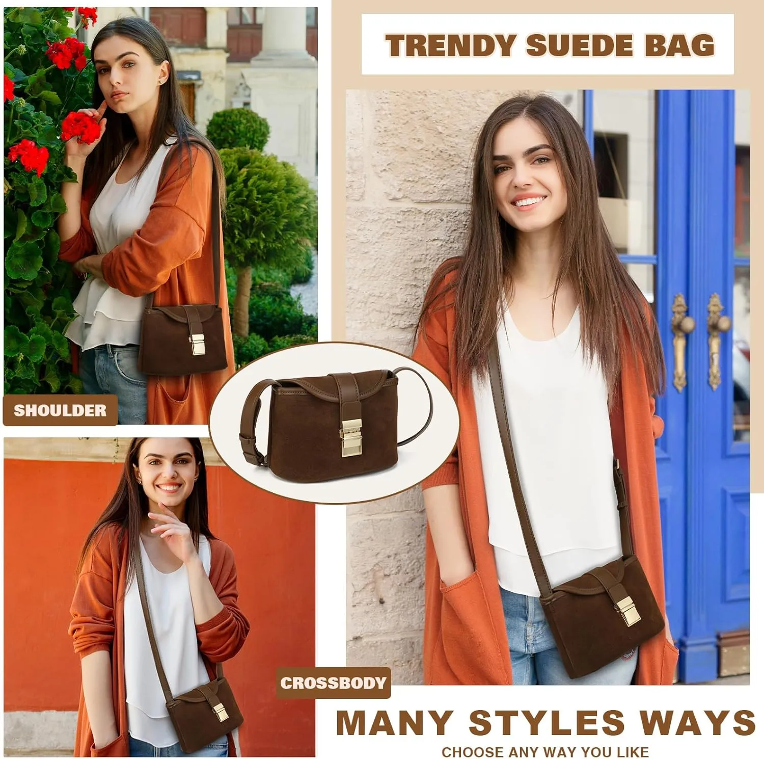 Small Suede Purse Suede Crossbody Bags for Women 2025 Saddle Shoulder Bag Vintage Fashion Satchel Handbags
