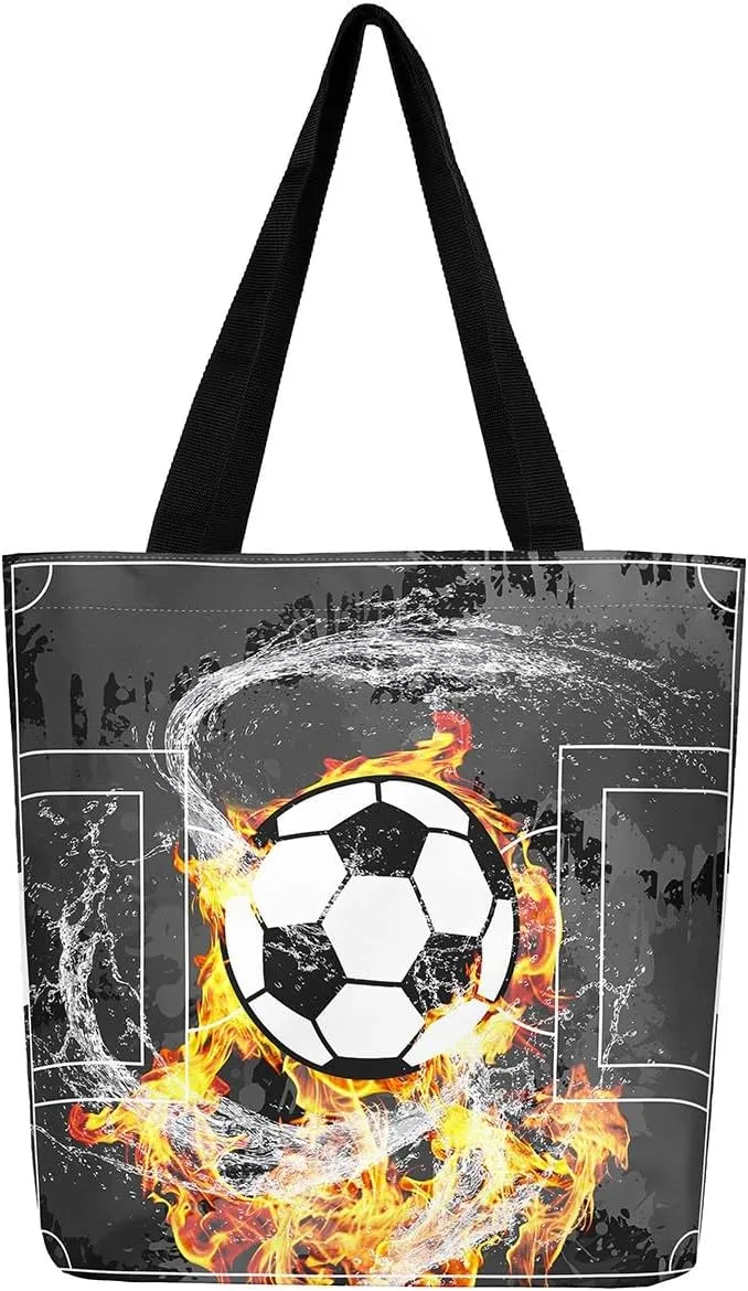 Soccer Shopping Grocery Bags,Football Field Canvas Tote Bag