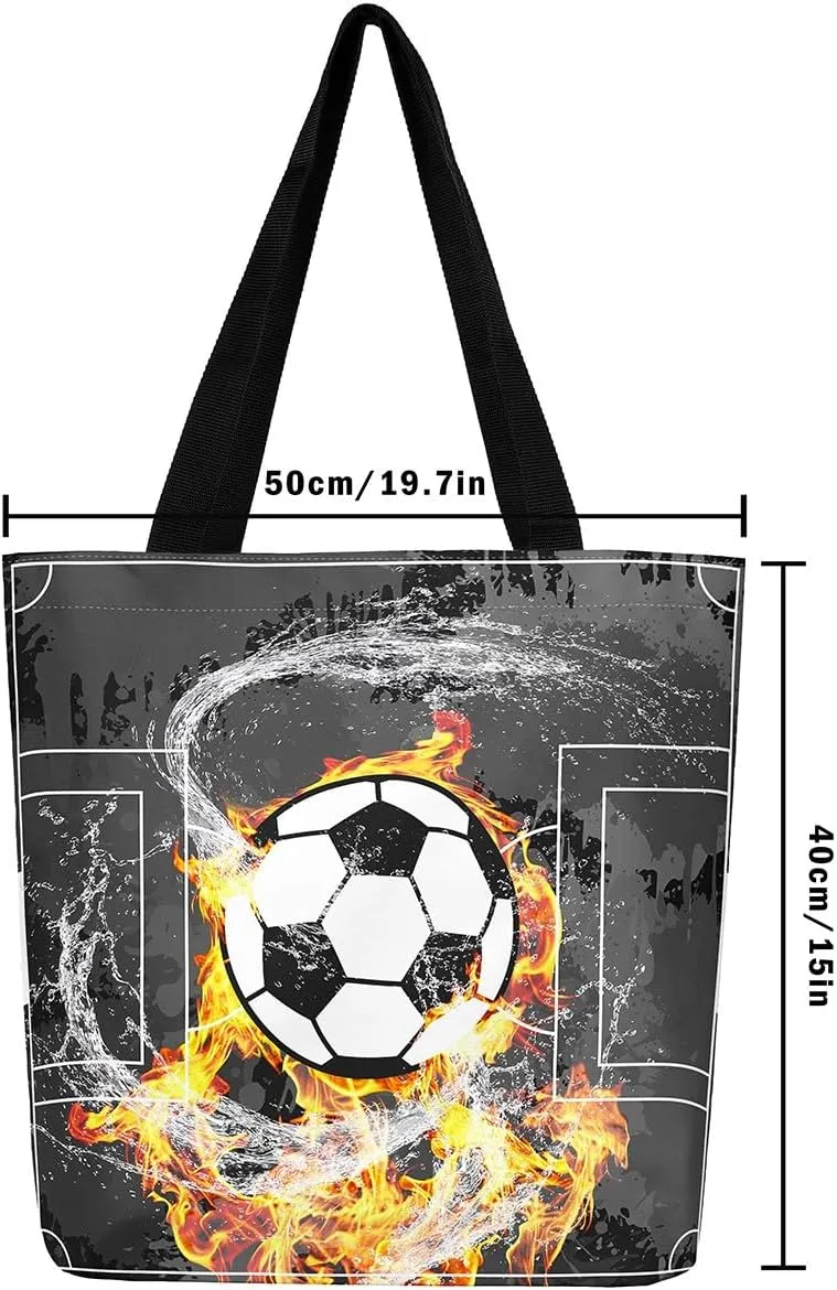 Soccer Shopping Grocery Bags,Football Field Canvas Tote Bag