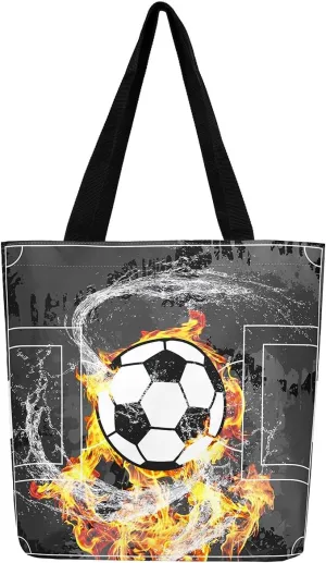 Soccer Shopping Grocery Bags,Football Field Canvas Tote Bag