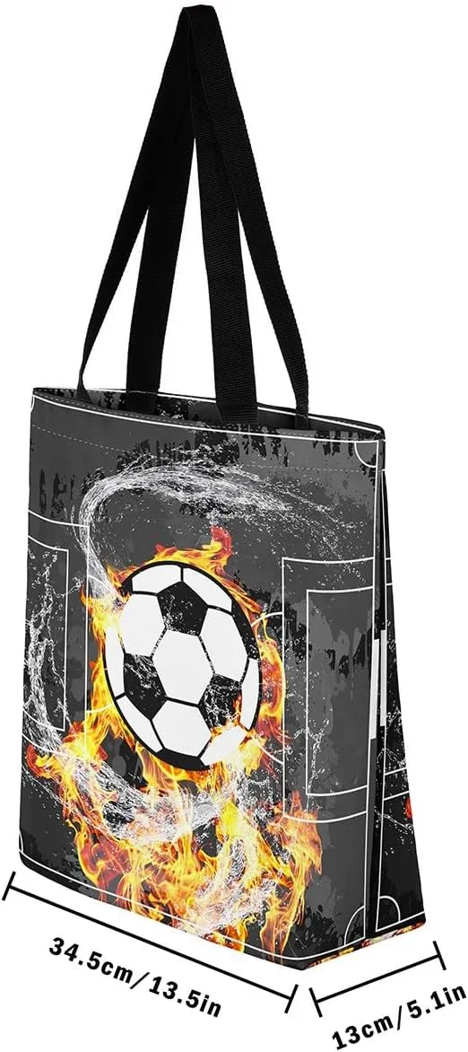 Soccer Shopping Grocery Bags,Football Field Canvas Tote Bag