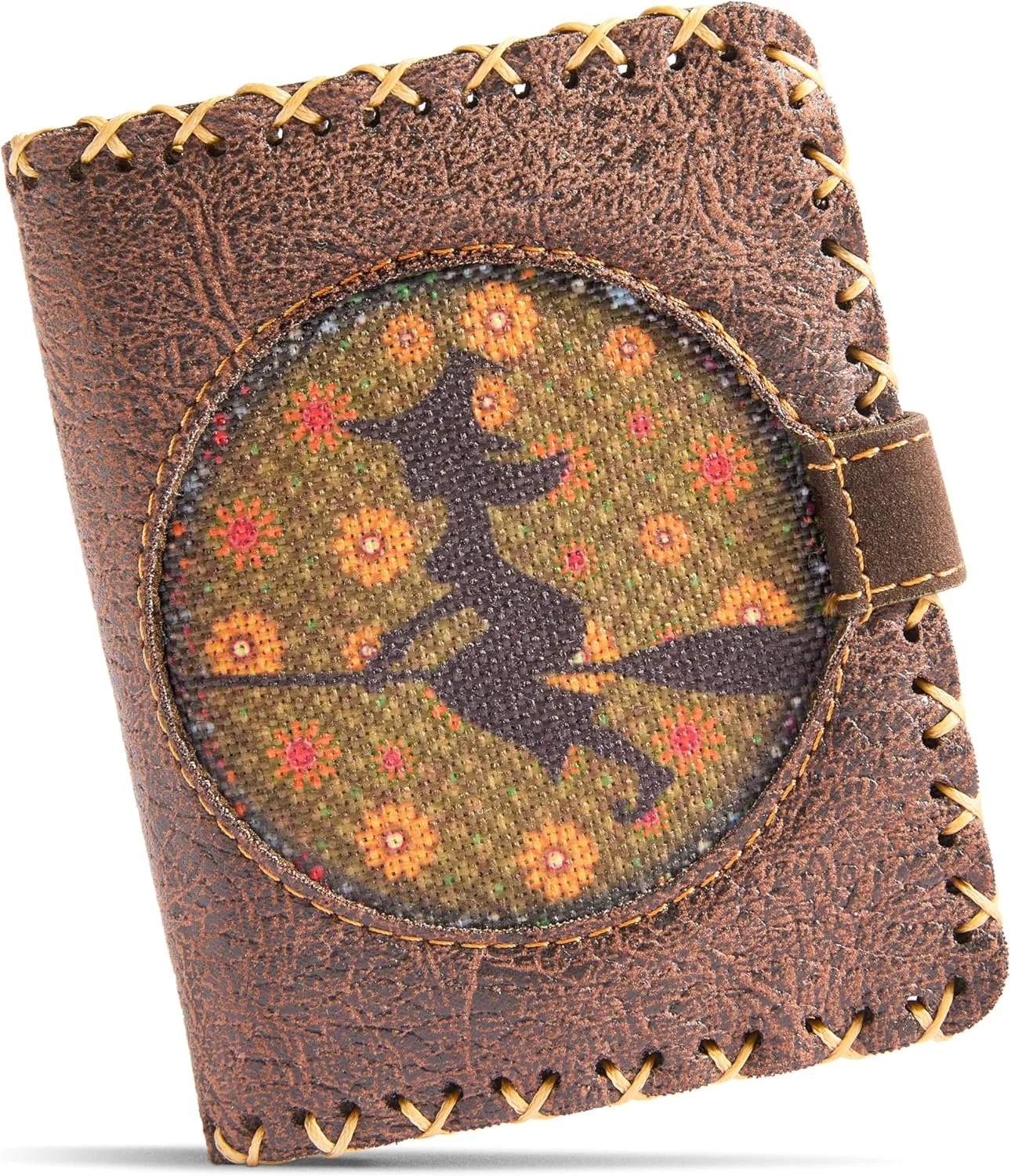 Soft Leather Purse for Women, Trifold Design, 12 Credit Card Holder, Coin Zipper Pocket, 2 ID Windows, Slim Travel Wallet – A Thoughtful Gift for Her., Brown | Flying Witch, Small, Retro