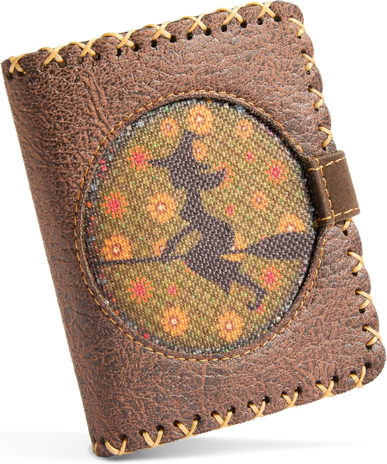 Soft Leather Purse for Women, Trifold Design, 12 Credit Card Holder, Coin Zipper Pocket, 2 ID Windows, Slim Travel Wallet – A Thoughtful Gift for Her., Brown | Flying Witch, Small, Retro