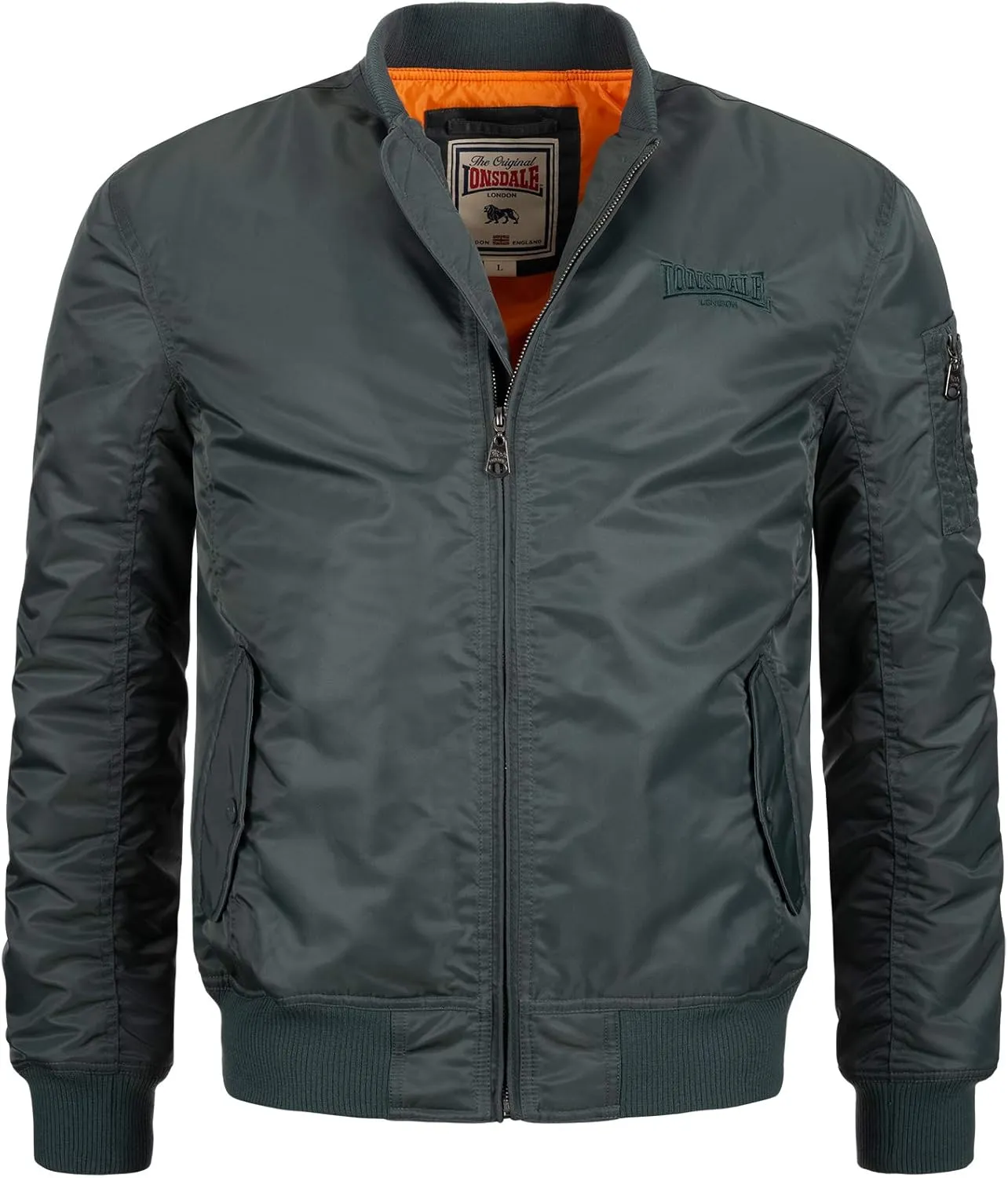Spirit of England Lonsdale Men´s Olive Green Bomber Flight MA1 Jacket Slim-Fit