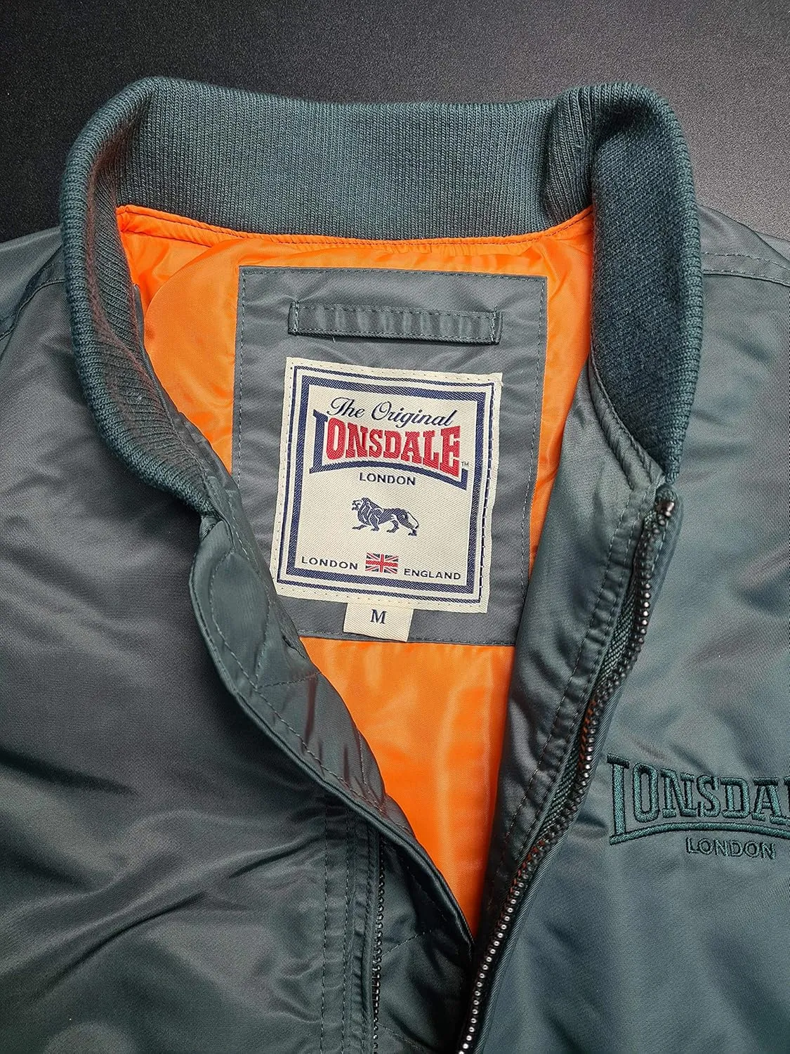 Spirit of England Lonsdale Men´s Olive Green Bomber Flight MA1 Jacket Slim-Fit