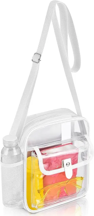 SPODEARS Clear Crossbody Bag for Stadium Events & Concerts - Adjustable Shoulder Strap Purse with 1 Bottle Holder