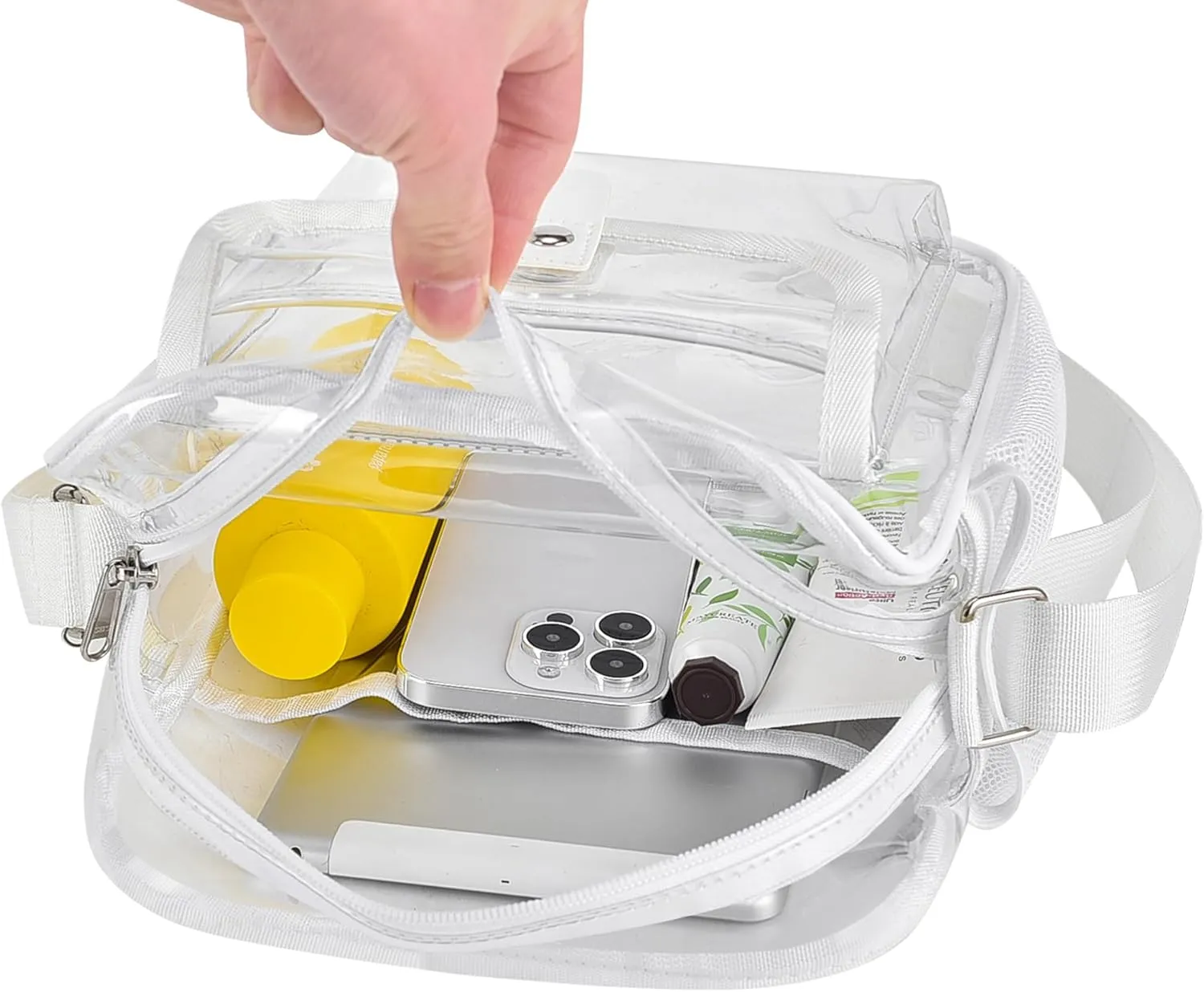 SPODEARS Clear Crossbody Bag for Stadium Events & Concerts - Adjustable Shoulder Strap Purse with 1 Bottle Holder