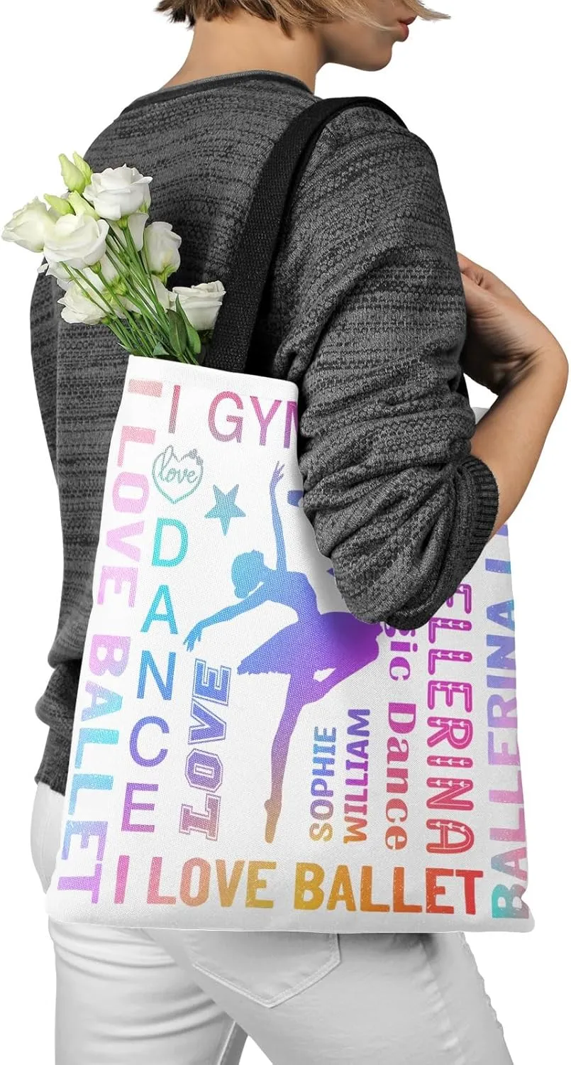 Sport Athlete Gymnast Girl Canvas Tote Bag For Women School Grocery Bag Cotton Cloth Beach Totes Gift For Kids Girl