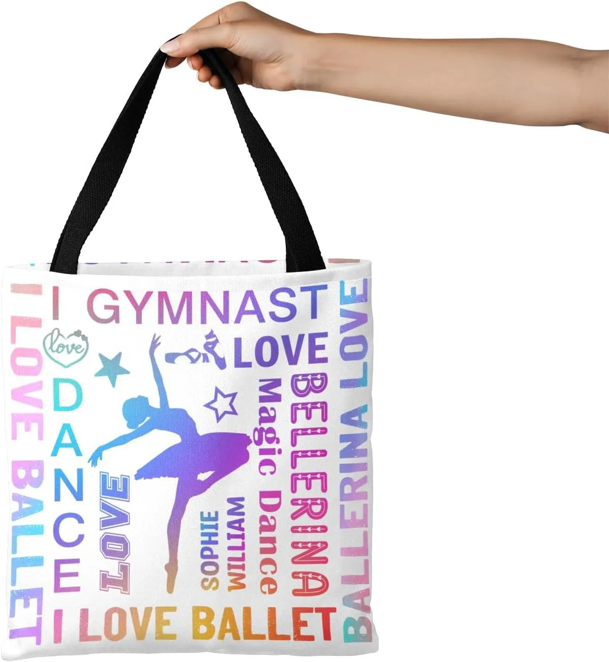 Sport Athlete Gymnast Girl Canvas Tote Bag For Women School Grocery Bag Cotton Cloth Beach Totes Gift For Kids Girl