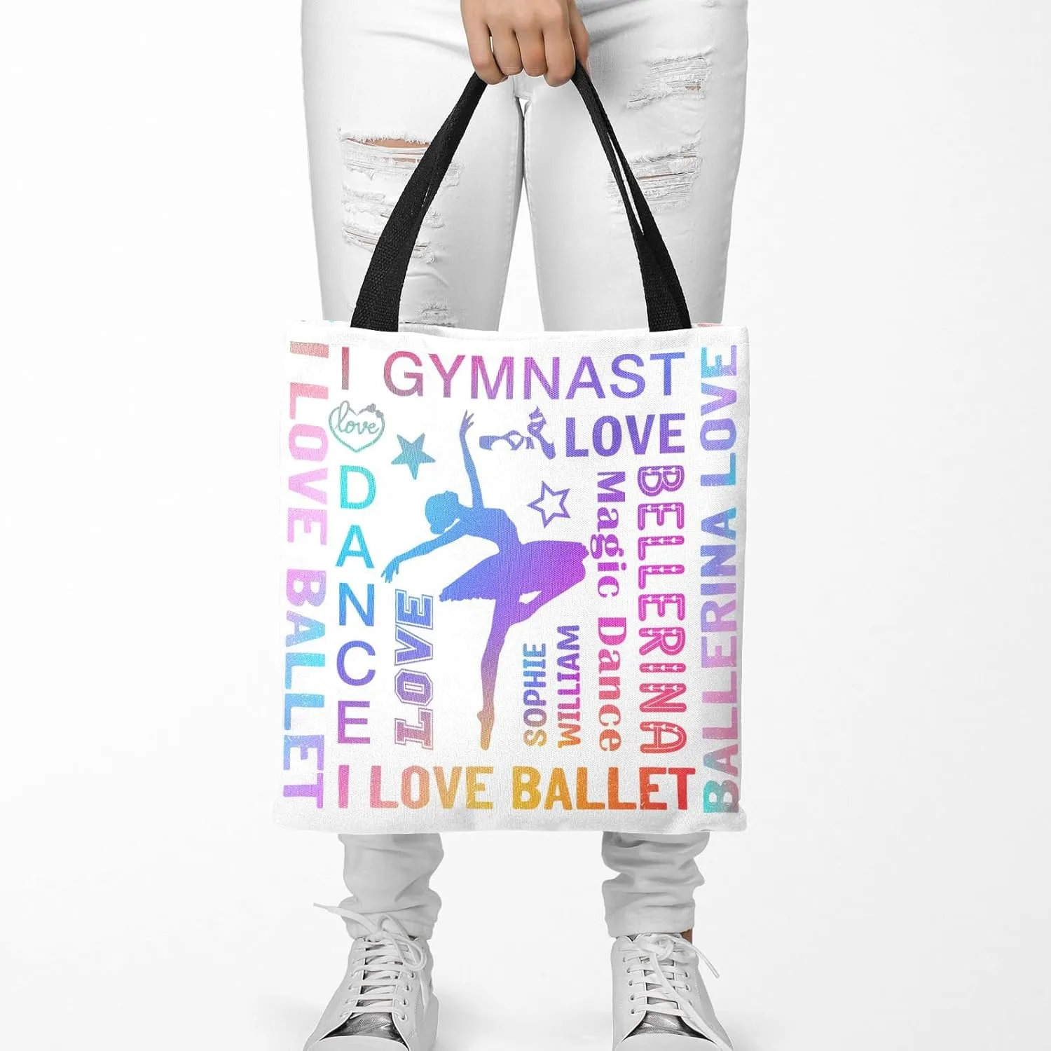 Sport Athlete Gymnast Girl Canvas Tote Bag For Women School Grocery Bag Cotton Cloth Beach Totes Gift For Kids Girl