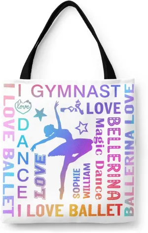Sport Athlete Gymnast Girl Canvas Tote Bag For Women School Grocery Bag Cotton Cloth Beach Totes Gift For Kids Girl