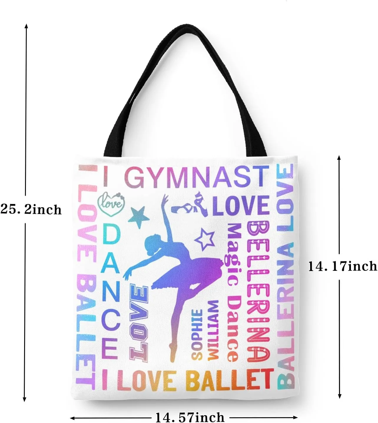 Sport Athlete Gymnast Girl Canvas Tote Bag For Women School Grocery Bag Cotton Cloth Beach Totes Gift For Kids Girl