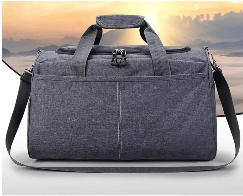 Sports Gym Bag,Travel Bag Waterproof Weekender Overnight Tote Carry On Bag with Wet Pocket & Shoes Compartment for Men Women Lightweight Adjustable Strap(Black)