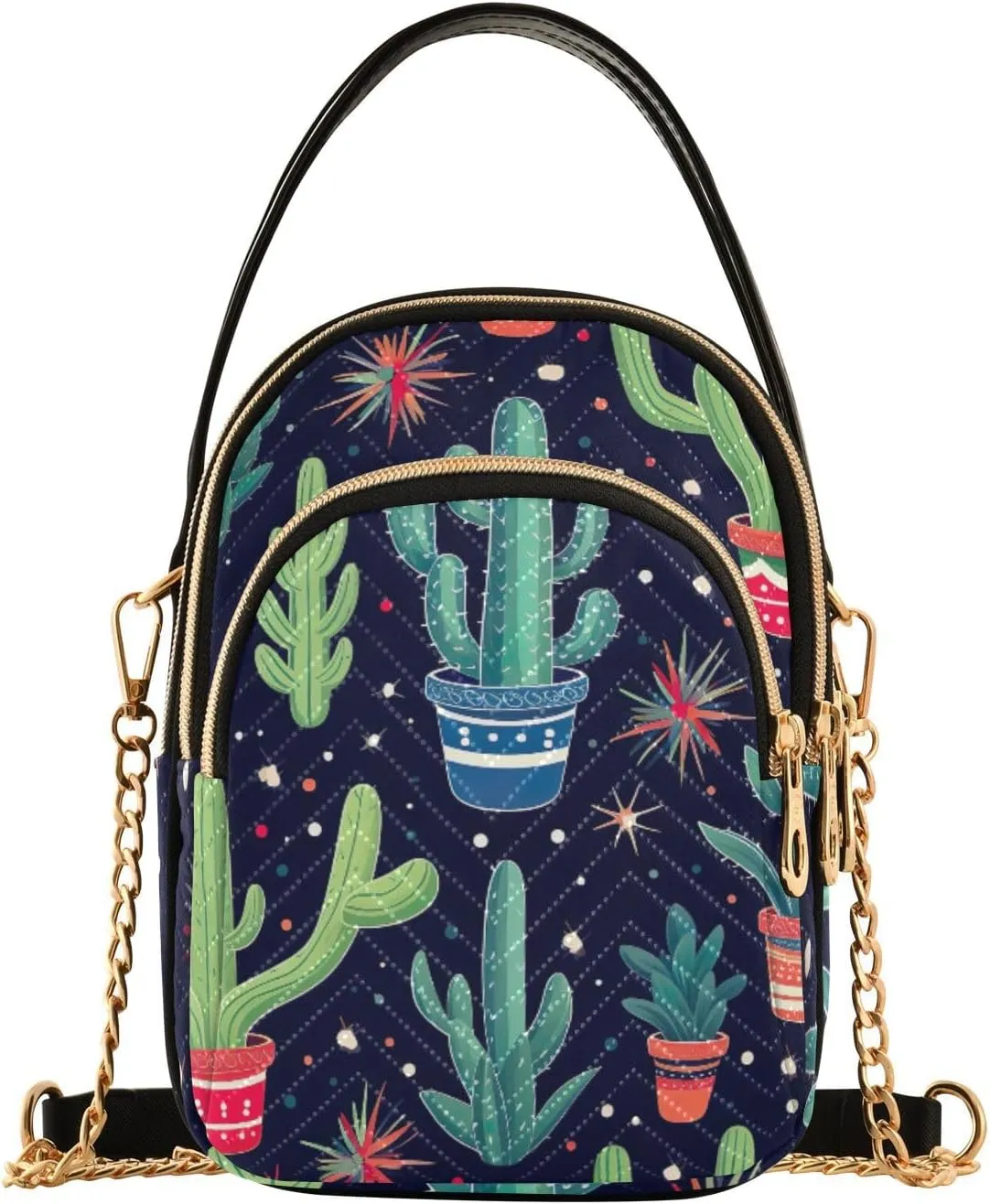 Strawberry in Red on Pink Women’s Crossbody, Crossbody Purses for Women Trendy, Three Zipper Crossbody Bags for Women