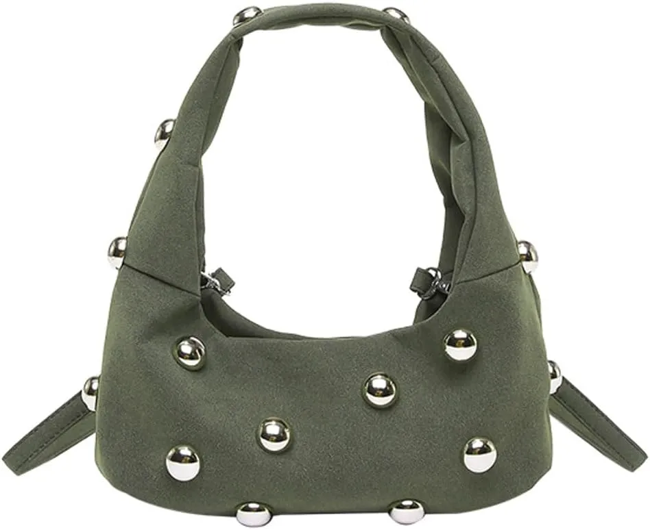 Studded Shoulder Bag For Women Trendy Crescent Purse Y2K Hobo Handbag Womens Crossbody Bag Casual Small Tote Purse