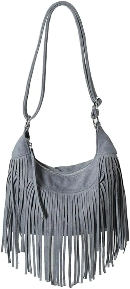 Stylish Suede Hobo Bag for Women Retro Shoulder Bag Large Capacity Tassel Hippie Crossbody Bag with Exquisite Fringe 2024