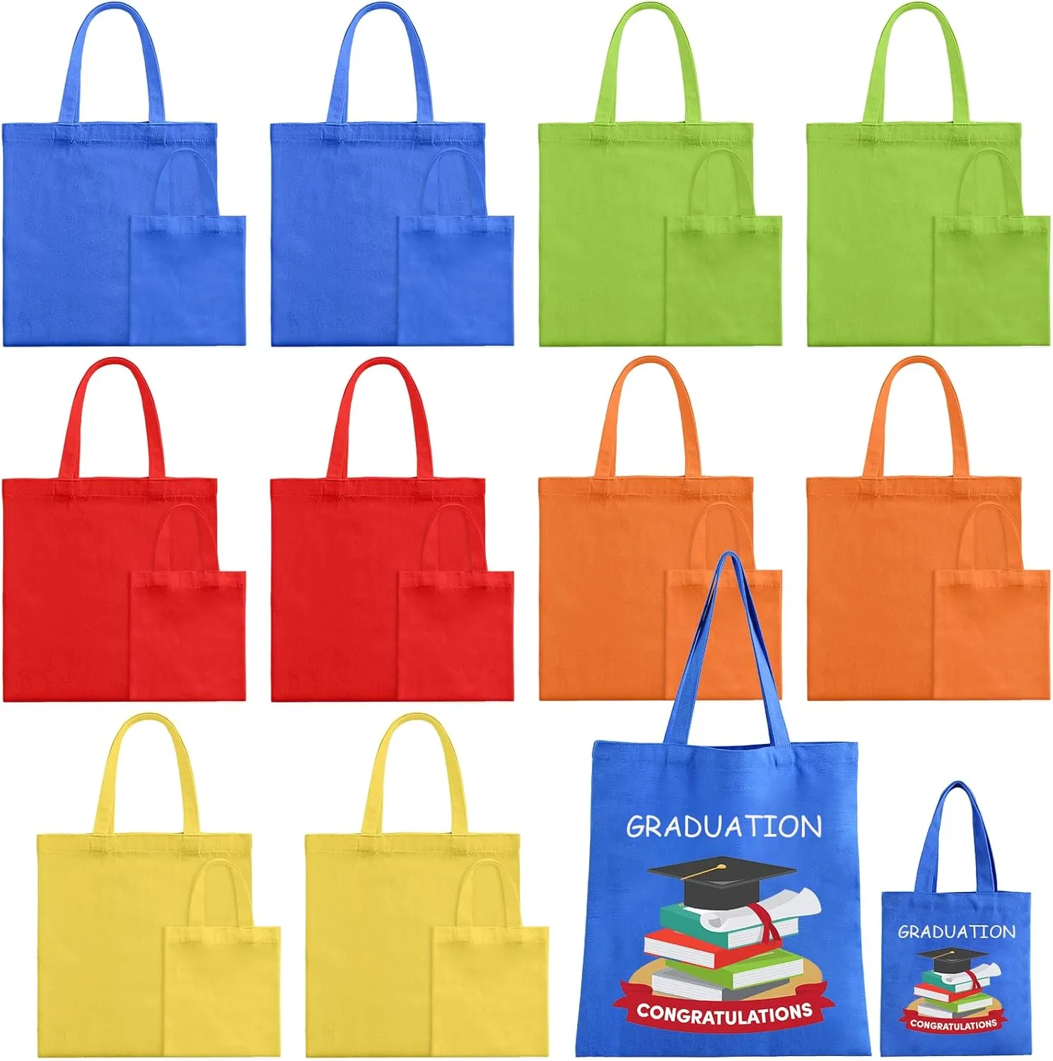 Sublimation Blank Tote Bags, 20Pack Canvas Tote Bags 16 x 15 Inch, 9 x 8 Inch Small Canvas Tote Bag Reusable Grocery Bags Shopping Cloth Bags for Heat Transfer, DIY, Mother's Day Craft, Multi Color