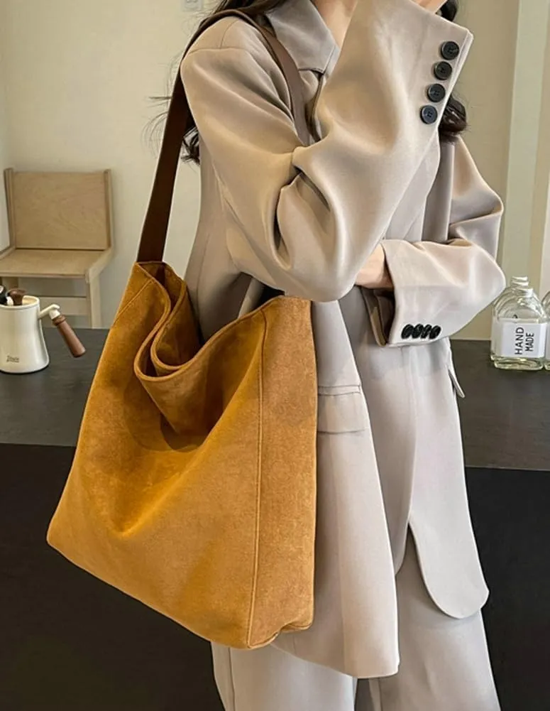 Suede Bag for Women Suede Tote Bag Large Suede Purses Handbag Fashion Suede Tote Bag Slouchy Bag Shoulder Bag for Travel Work