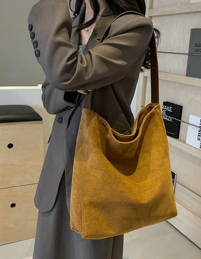 Suede Bag for Women Suede Tote Bag Large Suede Purses Handbag Fashion Suede Tote Bag Slouchy Bag Shoulder Bag for Travel Work