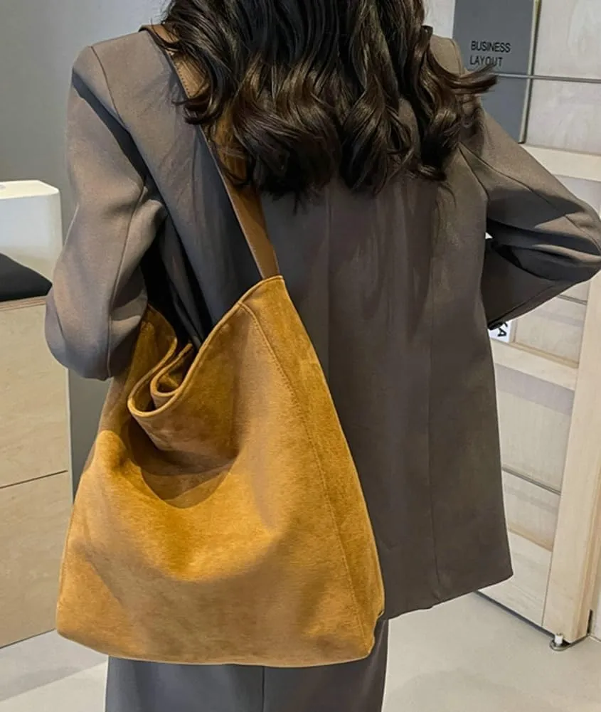 Suede Bag for Women Suede Tote Bag Large Suede Purses Handbag Fashion Suede Tote Bag Slouchy Bag Shoulder Bag for Travel Work