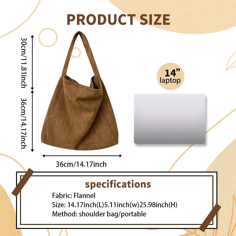 Suede Bags for Women, 2025 New Suede Tote Bag for Women, Retro Slouchy Office Shoulder Top-handle Tote Handbags