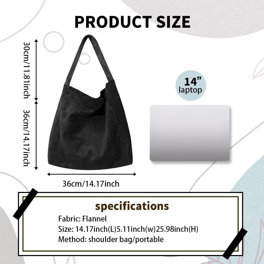 Suede Bags for Women, 2025 New Suede Tote Bag for Women, Retro Slouchy Office Shoulder Top-handle Tote Handbags