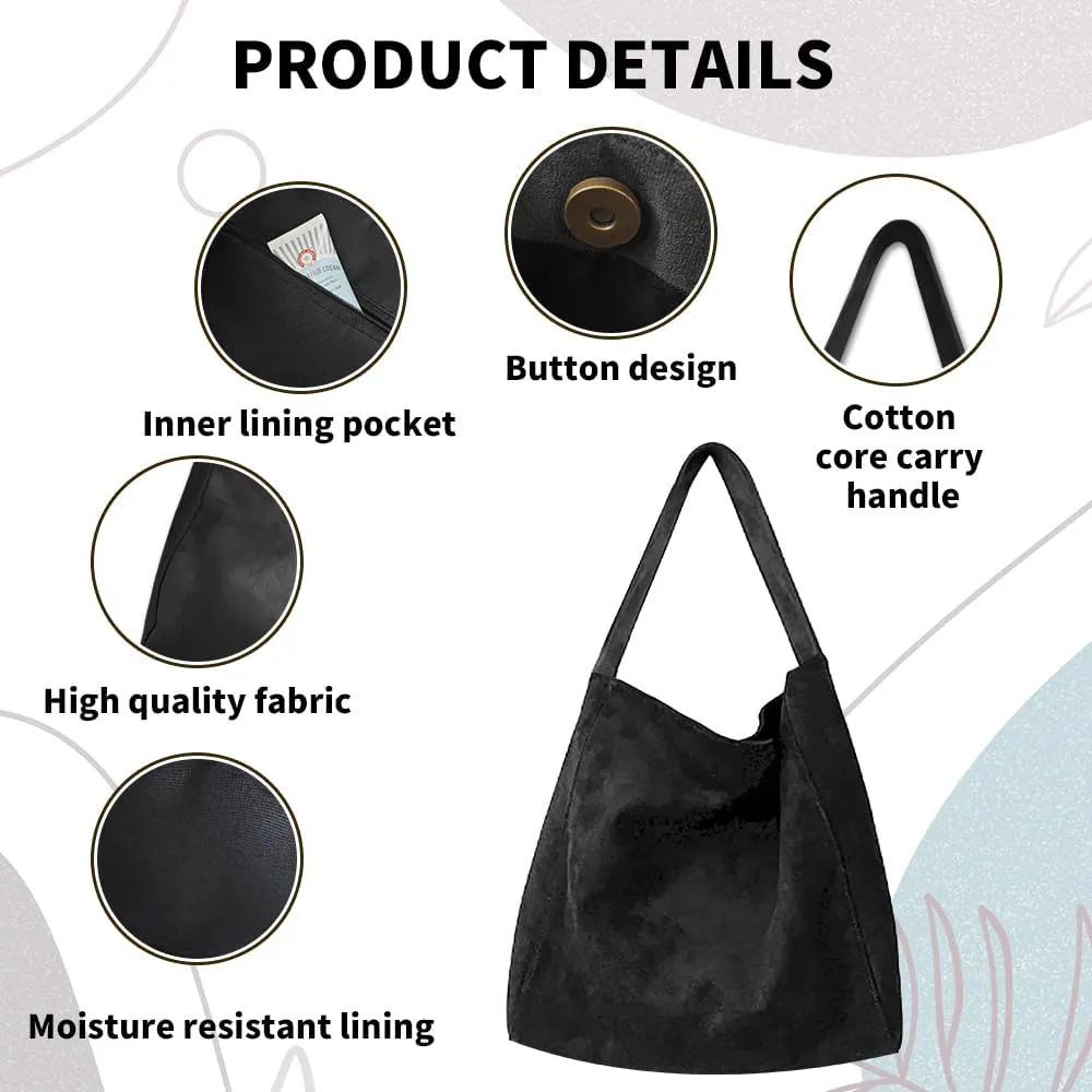 Suede Bags for Women, 2025 New Suede Tote Bag for Women, Retro Slouchy Office Shoulder Top-handle Tote Handbags