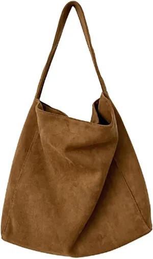 Suede Bags for Women, 2025 New Suede Tote Bag for Women, Retro Slouchy Office Shoulder Top-handle Tote Handbags
