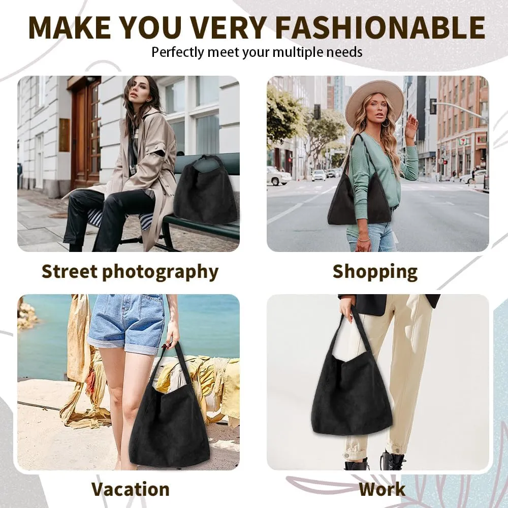 Suede Bags for Women, 2025 New Suede Tote Bag for Women, Retro Slouchy Office Shoulder Top-handle Tote Handbags